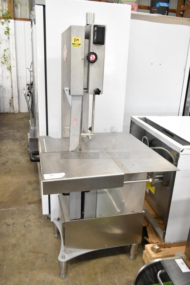Avantco EMBS94SS 94" stainless steel vertical band meat saw. Brand new, scratch and dent model, 220V, 3 phase.