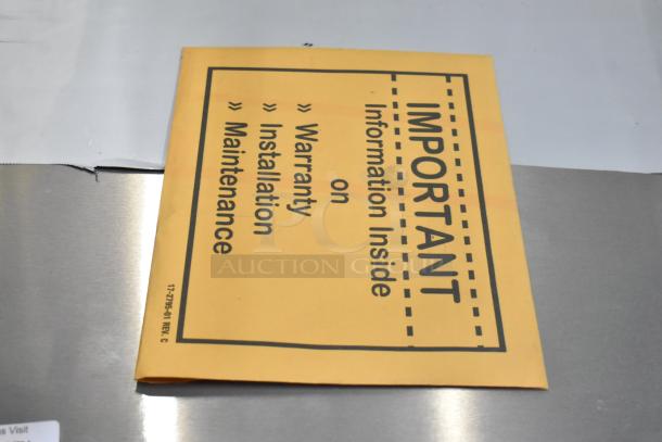 Scotsman 2024 Prodigy Plus Flake Ice Machine FS0522A-1B shows important info packet on top, brand new.