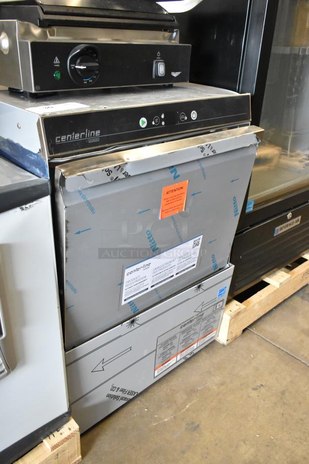 BRAND NEW Hobart Centerline CUL-1 Stainless Steel Dishwashing Machine, low temperature, minor scratches, product tags visible.