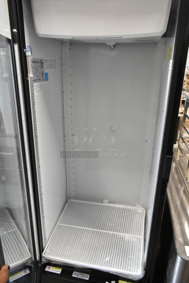 BRAND NEW Beverage Air MT12-1 glass door merchandiser with left hinged door, LED lighting, and 115V power. Scratch and dent.