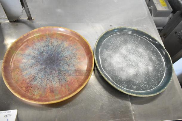 Brand new cheforward™ by GET Savor 10" melamine plates in Clay Azul Iris and Dusk Spruce, perfect condition.