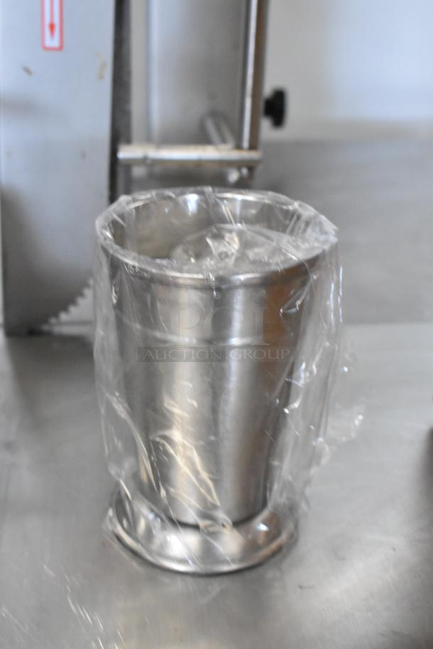 BRAND NEW SCRATCH AND DENT! Libbey 959JC26 15 oz. etched stainless steel mint julep cup encased in protective plastic.