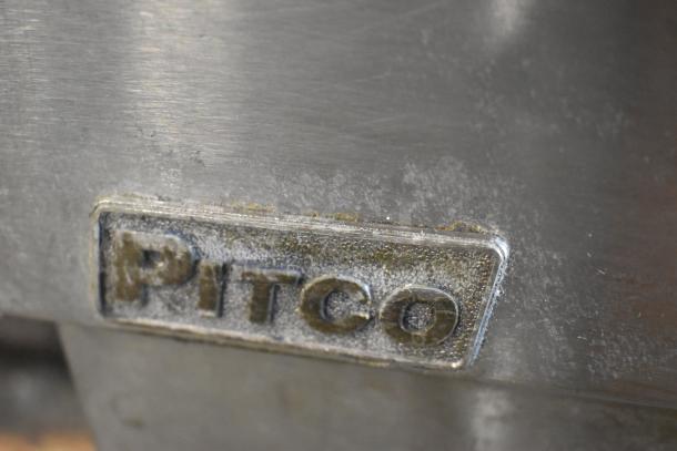 Pitco Frialator SG14 stainless steel commercial deep fat fryer, natural gas, 110,000 BTU, with side splash guard.