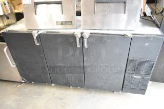 Glastender ND72-R1-BN(LLR) 3 Door Back Bar Cooler, metal, black finish, 115V, 1 Phase, for commercial use.