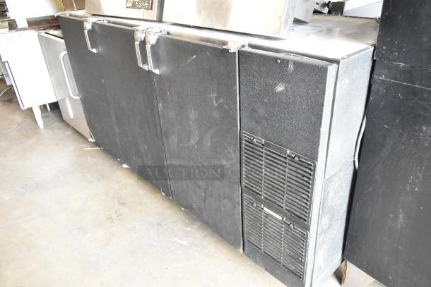 Glastender ND72-R1-BN(LLR) 3-door back bar cooler, metal exterior, used condition, 115 volts, 1 phase.