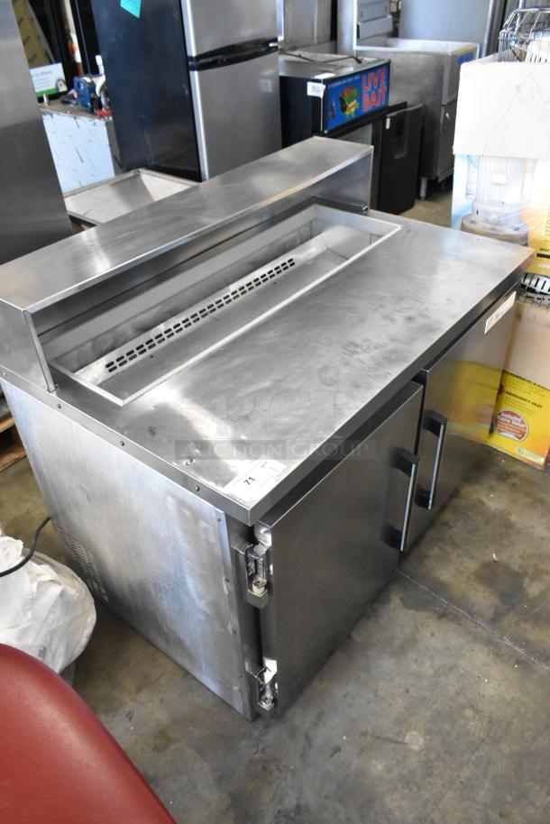 Migali CA-4-12 stainless steel prep table, missing lid, for commercial use, 115V, 1 Phase, bain marie mega top.
