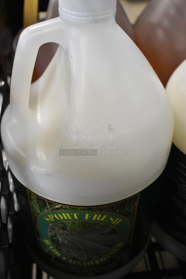 Six large jugs including Body Eclipse lotion and Peppermint shampoo, labeled "Sport Fresh." Excellent for bulk purchase.