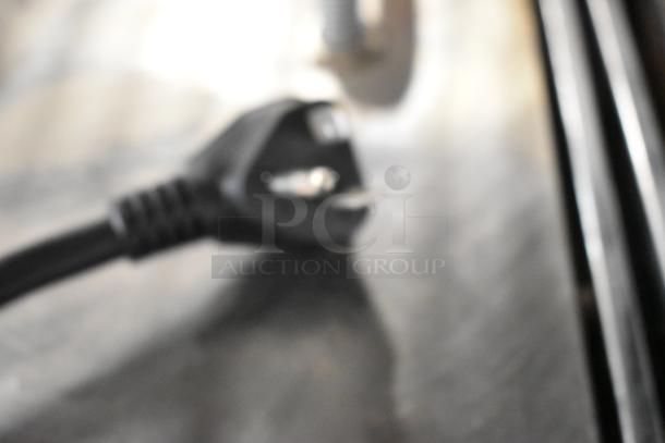 Blurry image of the plug for a Sirmann Stainless Steel Commercial Countertop Double Panini Press, 208 Volts, 1 Phase.