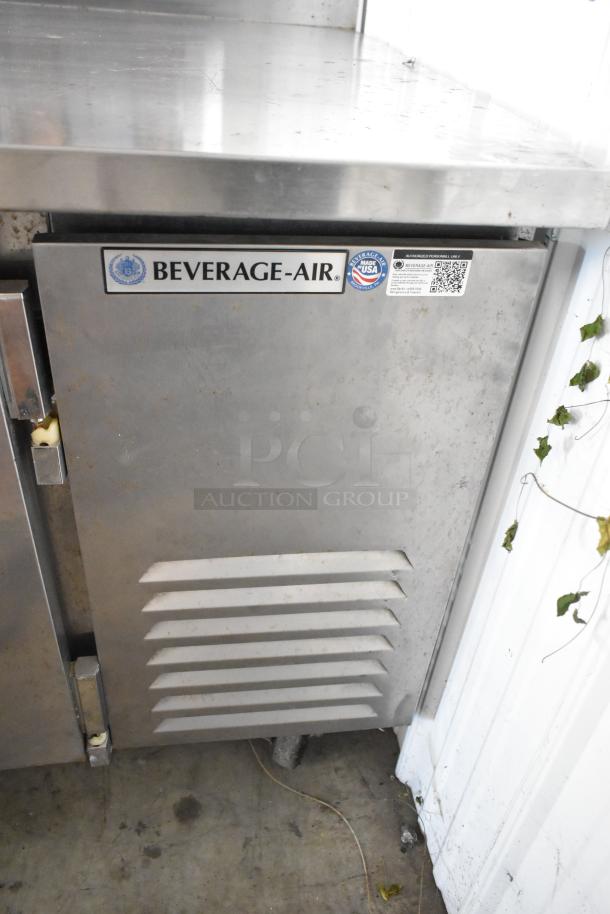 Beverage Air WTF67A stainless steel commercial work top freezer, 2-door, 115 volts, 1 phase, visible brand label, used condition.