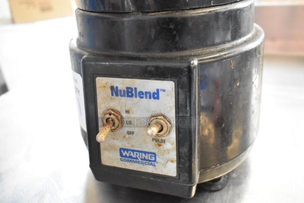 Waring NuBlend BB180 metal countertop blender, 120V, with visible controls for Hi, Lo, Off, and Pulse, showing wear.
