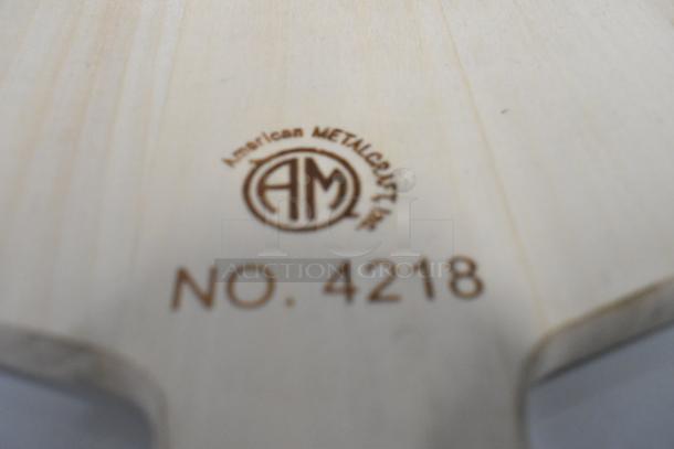 American Metalcraft wooden pizza peel, 18"x18" with 23" handle. Brand new, scratch and dent, model 4218 visible.