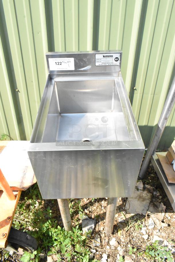 Krowne 18-12IBL stainless steel single bay ice bin, clean condition, NSF certified, visible brand label and auction tag.