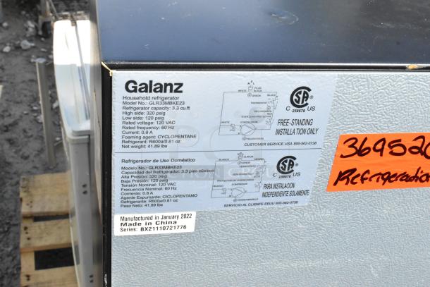 4 Mini Coolers: Vissani HVDR45PS, EdgeStar CMF151L, Galanz GLR33MBKE23, GE WMR04GAZABB. 115V, 1 Phase. Features Galanz specs.