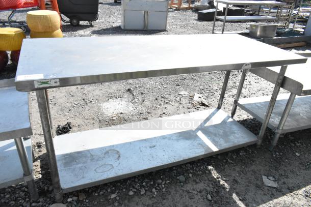 Regency stainless steel table with metal under shelf; features include durable construction and undershelf storage. Used condition.