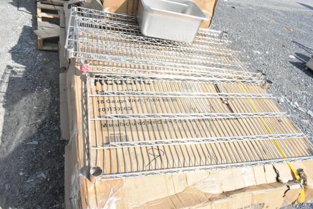10 new scratch and dent equipment, including Steelton and Regency stainless steel stands and Choice food pan carrier.