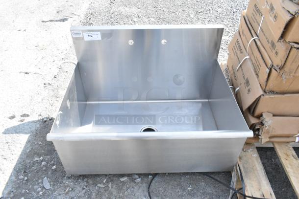 Brand new Steelton utility sink, 36"x24"x14", no legs, for 8" center faucet, minor scratches, durable steel construction.