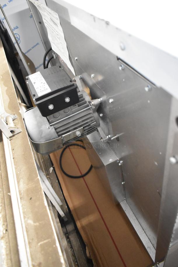 Stainless steel back of Blodgett Zephaire-200-G-ES convection oven, showcasing wiring and control box.