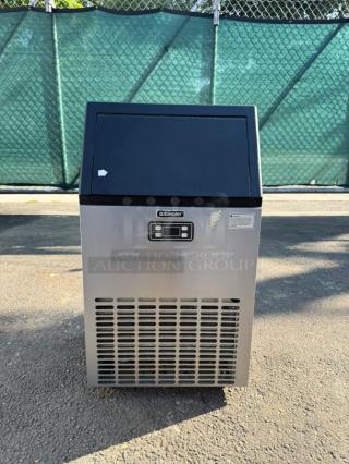 EUHOMY (IM-02) Commercial Ice Maker Machine - 99lbs Daily Production, 33lbs Ice Storage, Stainless Steel Freestanding & Under Counter Ice Maker - Item #1204110
