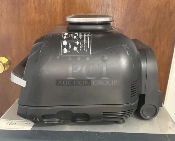 NINJA FG551 Foodi Smart XL 6-in-1 Indoor Grill, black, side view showing control panel details, gently used condition.