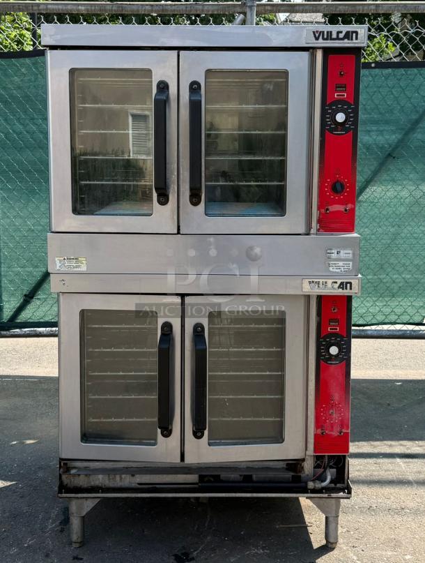 Vulcan VC4GD-11D double deck gas convection oven, solid state controls, 100,000 BTU, stainless steel, used condition.