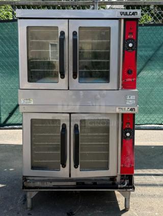 Vulcan VC4GD-11D double deck gas convection oven, solid state controls, 100,000 BTU, stainless steel, used condition.