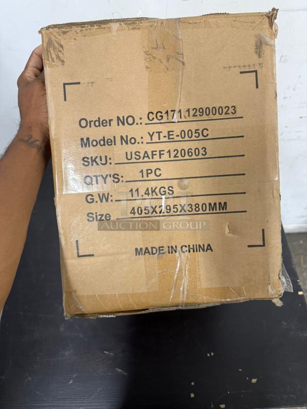 AICOK Stainless Steel Countertop Ice Maker YT-E-005C box, model YT-E-005C, SKU USAFF120603, size 405x295x380mm.