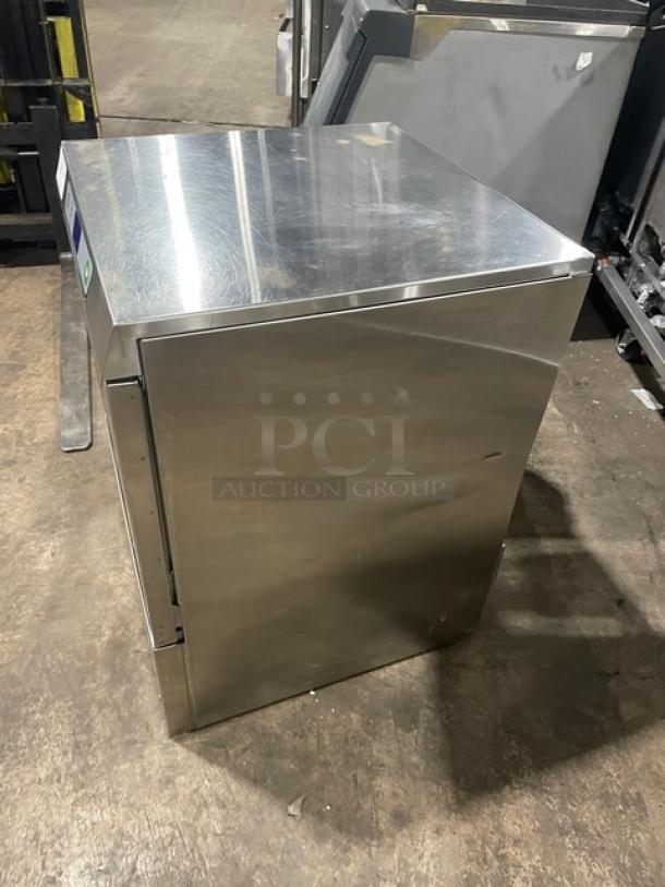 Hobart LXEC stainless steel undercounter dishwasher, new body style, Energy Star certified, includes cup rack and extender.