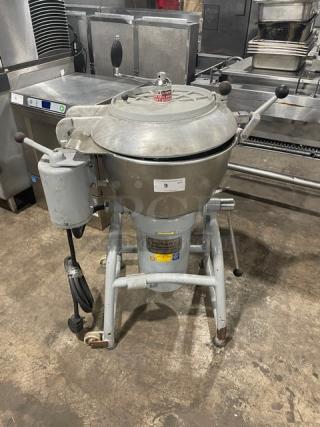Hobart Commercial Electric Powered Heavy-Duty 40 Qt. Vertical Chopper/Cutter/Mincer/Mixer! With Stainless Steel Tilting Bowl! With Cover! Model: VCM40 SN: U-70-10292! 208V 3 Phase!  On Legs & Casters! - Item #1203107