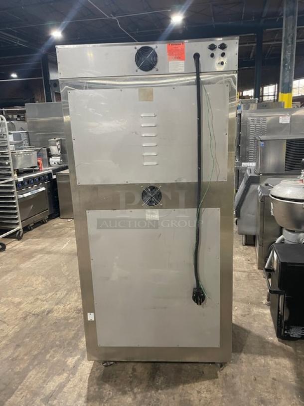 Nu-Vu Subway Style Stainless Steel Double Deck Oven/Proofer Model SUB123, electric, 208V, on casters, with wired racks.