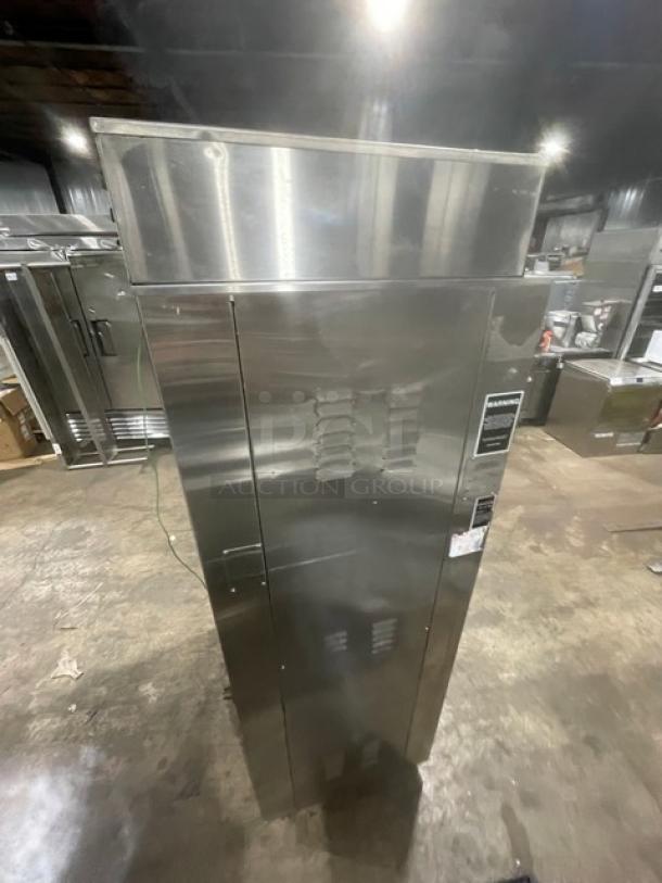 Nu-Vu Subway Style stainless steel double deck oven/proofer, model SUB123. Includes wired oven racks, 208V, on casters.
