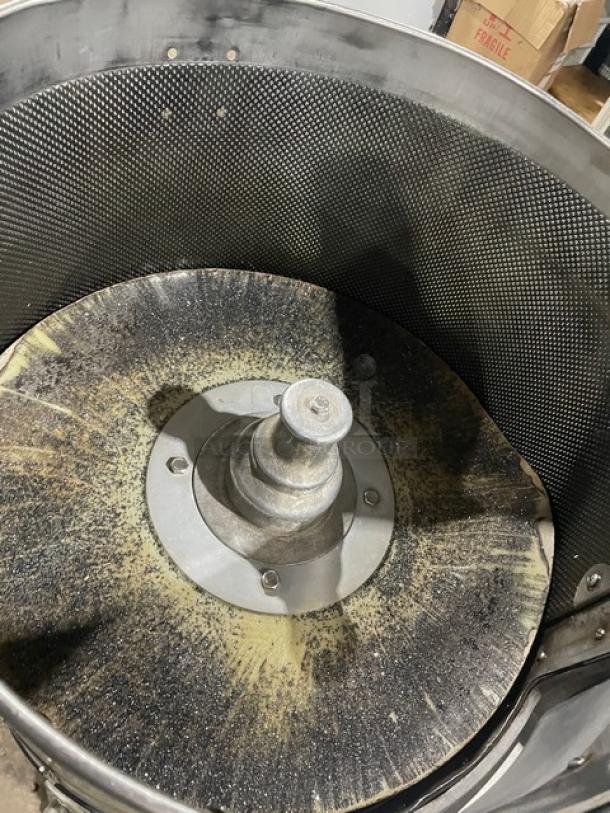 Hobart Model 6460C commercial potato peeler interior, electric-powered, durable design, shown in working condition.