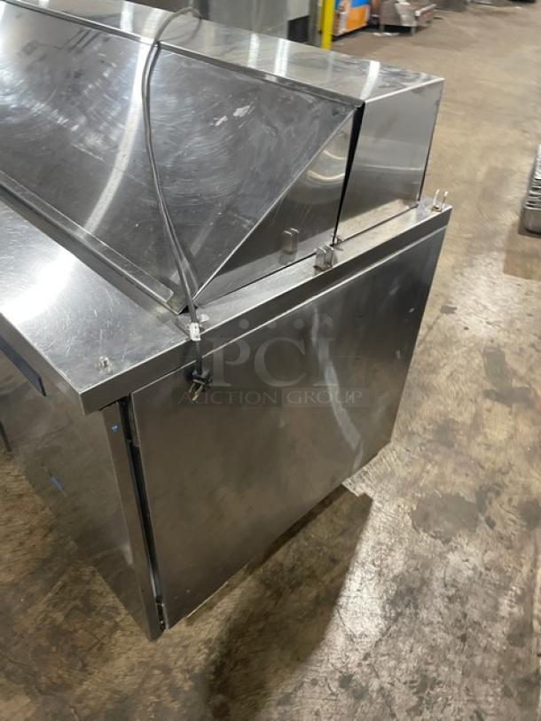 Randell 9040K7 stainless steel 2-door refrigerated prep table with poly-coated wire rack, on casters, Model 9040K-7, SN: W 152549-1-1.