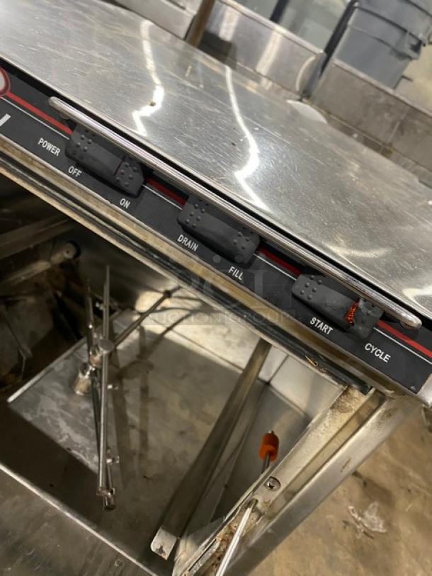 CMA Commercial Stainless Steel Glass Washer, Model CMA-181GW, Energy Star Certified, electric-powered, on legs, control panel shown.