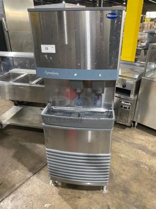 Follett Symphony Plus Series Commercial Stainless Steel Electric Powered Water-Cooled Ice Making/Dispensing Machine! With Water Dispenser! Model: 110FB425W! 115V 1 Phase! On Legs! - Item #1203131