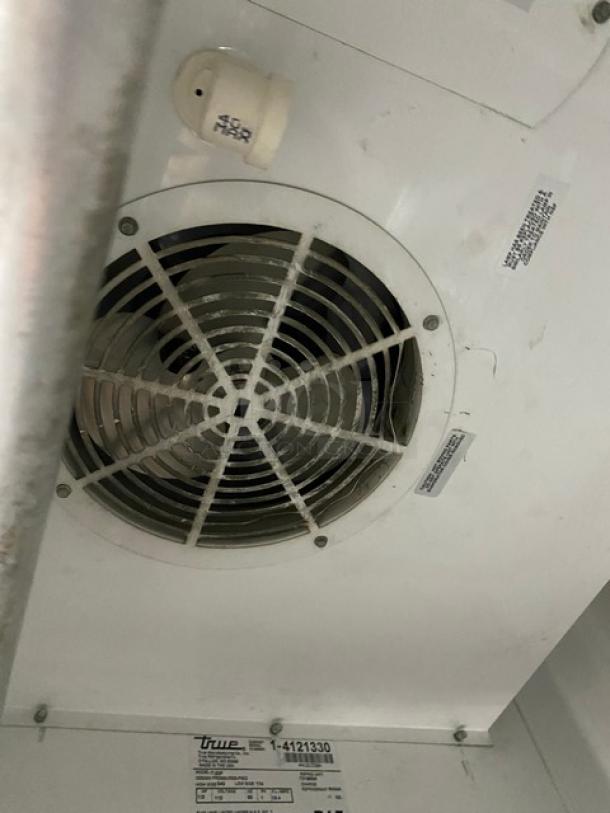 True T-23F commercial stainless steel single door reach-in freezer with built-in pan slides and casters, SN: 1-4121330.