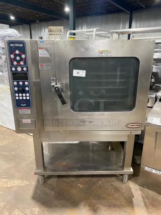Alto-Shaam Combitherm Series Commercial Stainless Steel Natural Gas Powered Combi Oven! With Wired Oven Racks & Probe! With Single Undershelf! Model: 7.14MLG SN: 6954229009H! 110-115V 1 Phase! On Legs! - Item #1203134