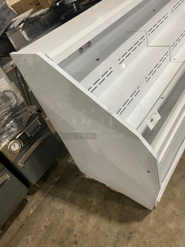 McCray S32E6LED refrigerated open display case, white, multi-tiered, for grab-n-go items, 115V, in good condition.