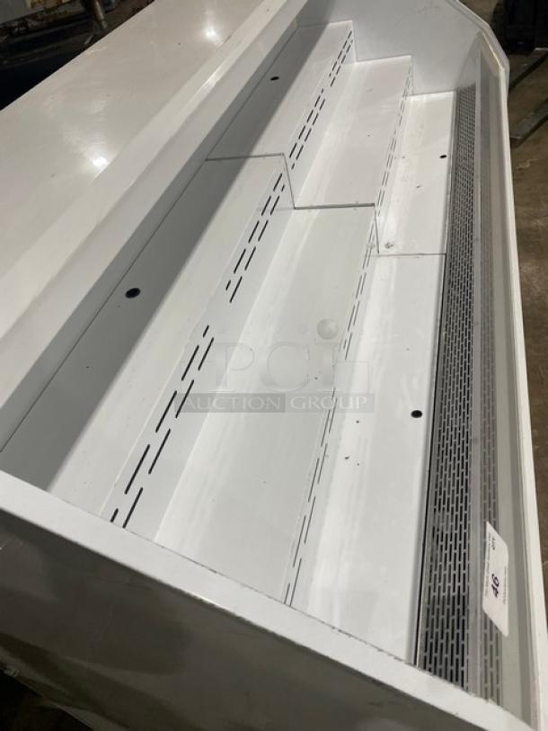 McCray S32E6LED commercial refrigerated open display case, white, multi-tier, excellent condition, 115V 1 Phase, SN: 14-36872-11.