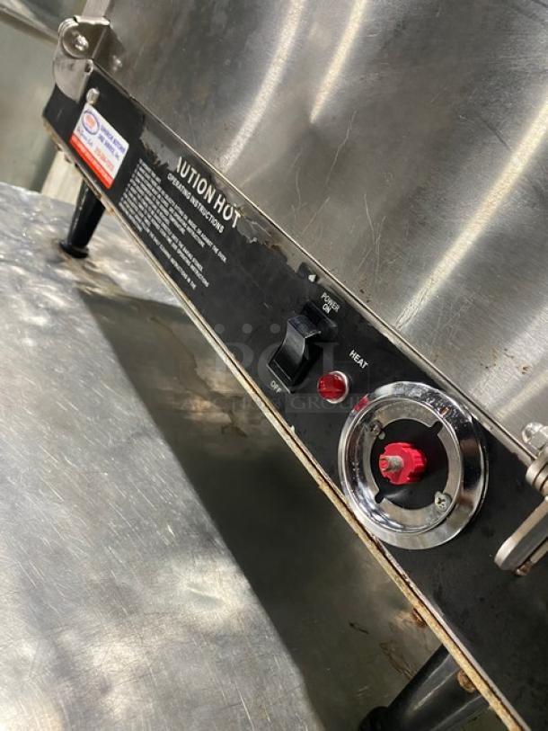 Nemco 6205 commercial stainless steel pizza deck oven, electric, single compartment, on legs, 120V, controls visible.