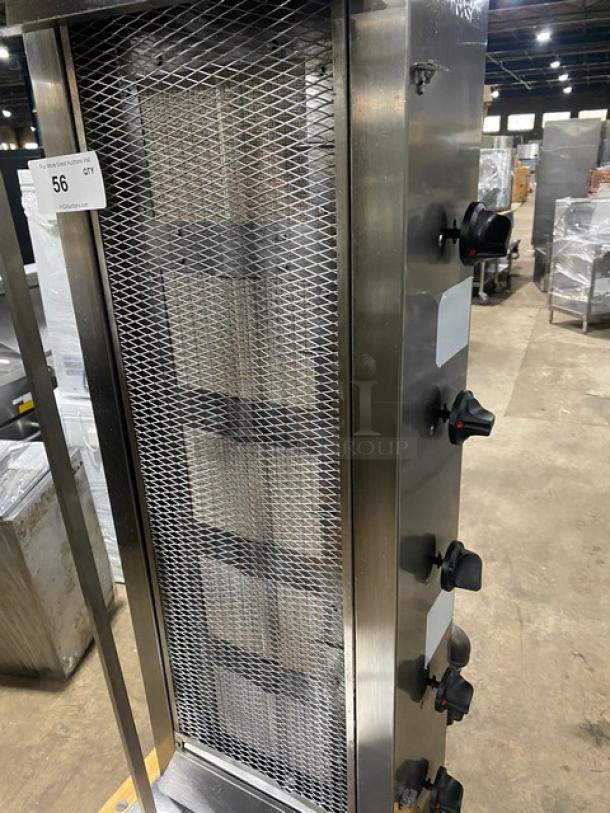 Inoksan PDG105MN stainless steel doner kebab machine, 2022 model, with 5 double burners and individual controls.