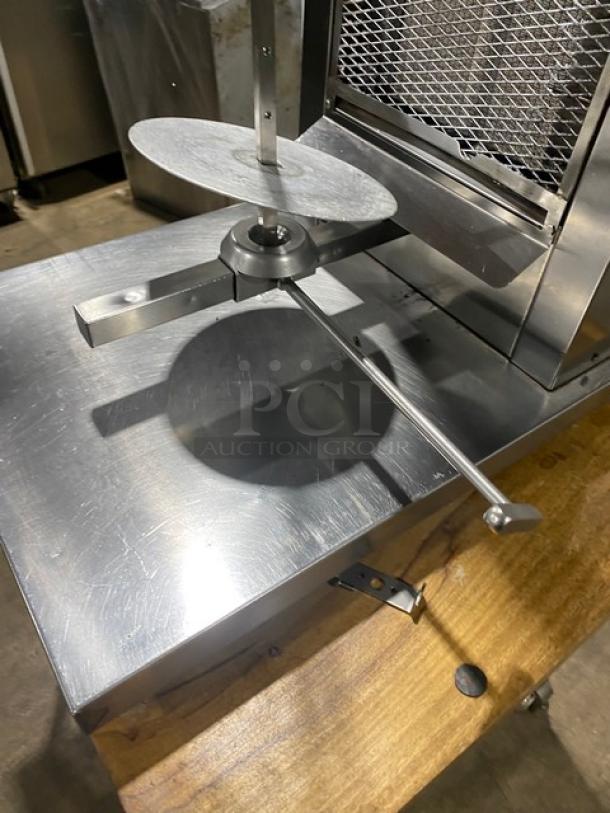 Inoksan PDG105MN stainless steel commercial kebab machine with 5 double burners, individual controls, and 115V power. Excellent condition.