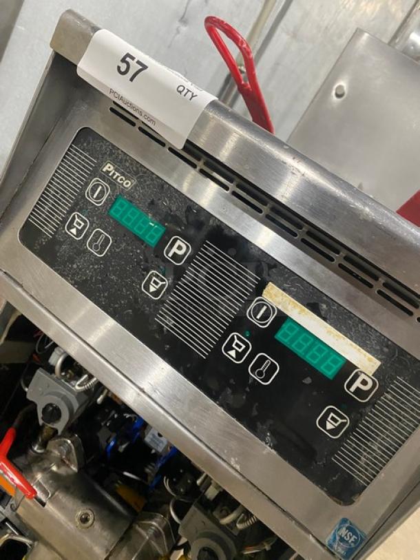 Pitco Solofilter Solstice Supreme Series 50 lb. stainless steel deep fat fryer, digital controls, model SFSSH55TRJS, on casters.