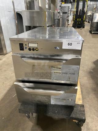 Alto-Shaam 500-2DN stainless steel 2-drawer warming drawer, Model 5002DN, serial 1731963-000, 120V 1 Phase, fair condition.