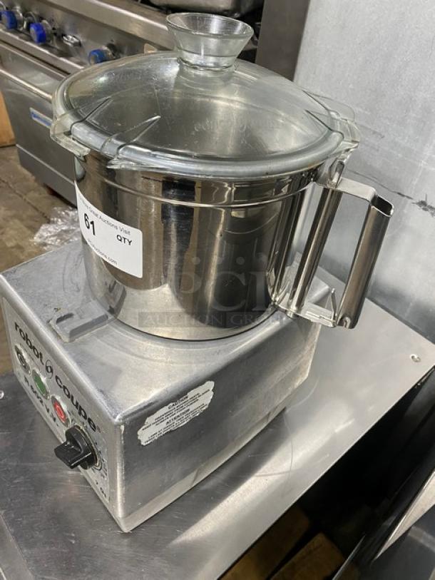 Robot Coupe R602VV commercial food processor, 7 Qt. capacity, stainless steel bowl, electric, countertop model, 120V, used.