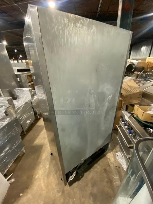 Turbo Air TSR35SD commercial stainless steel 2-door refrigerator with digital controls, wired racks, and casters.