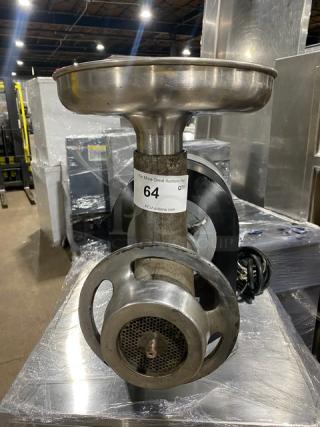 Hobart Commercial Black Electric Powered Countertop Meat Grinder! With Stainless Steel Round Feed Pan! Model: 4722 SN: 882100! - Item #1204317