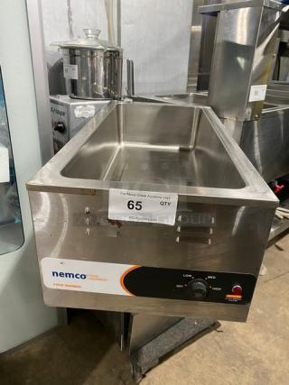 Nemco 6055A43 stainless steel countertop food warmer, electric, single well, 120V, visible temperature dial, excellent condition.
