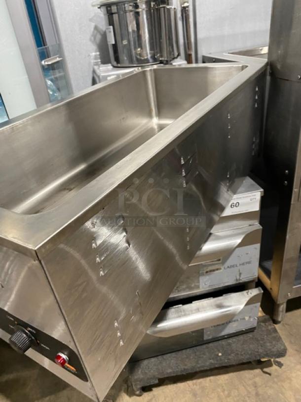 Nemco 6055A-43 commercial stainless steel electric food warmer, single well, 120V, countertop model, in used condition.