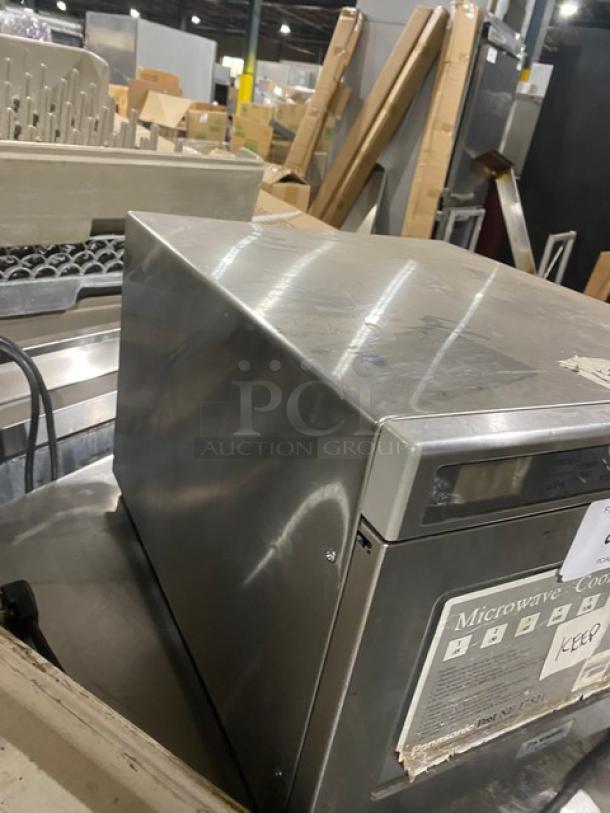 Panasonic NE-17521 stainless steel commercial microwave oven with programmable touch controls, 208V 1 Phase, gently used.
