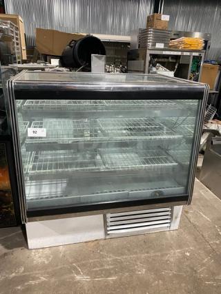 Commercial White Straight Glass Refrigerated Meat/Deli Merchandiser Display Case!  With Poly Coated Wire Racks! With Rear Double Sliding Doors! - Item #1204347